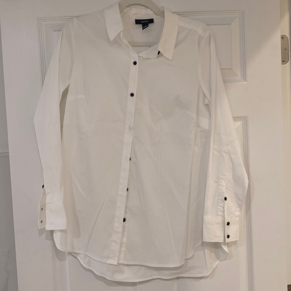 Alfani White Button Down with Black Buttons
